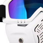 Face protection mask, made from hard plastic + ski goggles, multicolor lenses, model MDA03